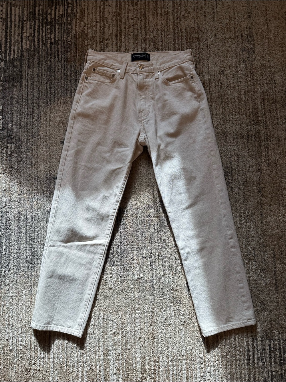 Men's Cream Straight-Leg Jeans